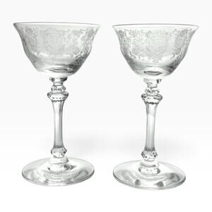 Tiffin Franciscan “Love Lace” Pair of Liquor Cocktail Glasses 5 1/4” 4oz
